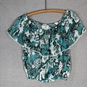 Miss June Paris Crop Top Women’s Size M Off‎ Shoulder  Boho Prairie Cottagecore